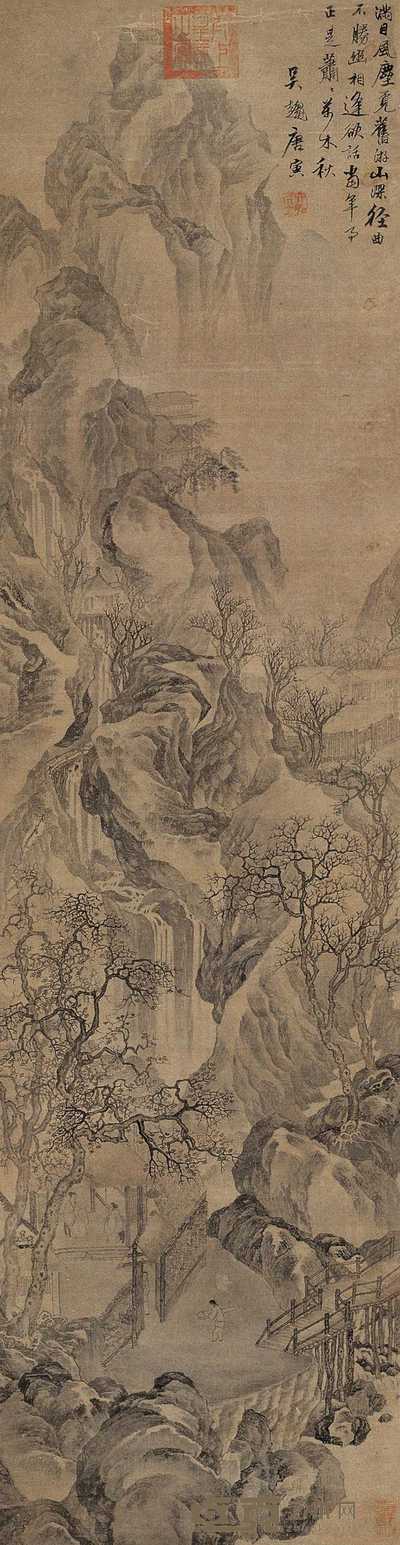 唐寅（传） 相逢话旧 立轴 171×44.5cm